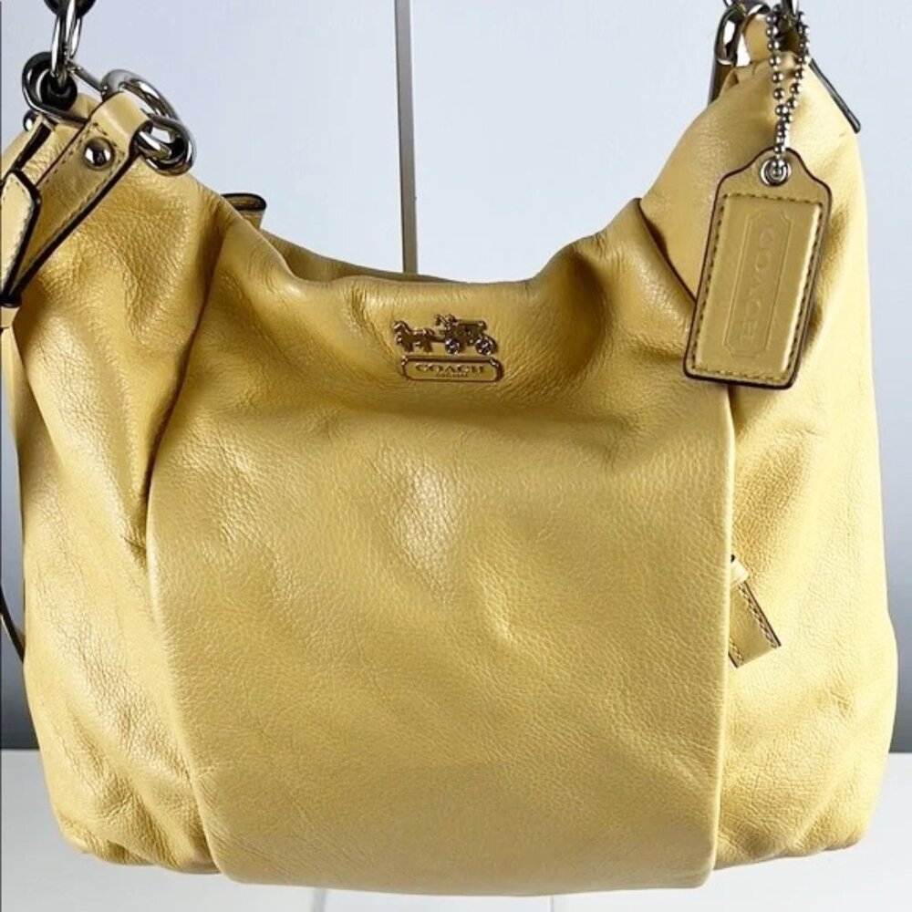 Coach Madison Isabelle Yellow Pebbled Leather Shoulder Crossbody Bag 21224 - Picture 2 of 16